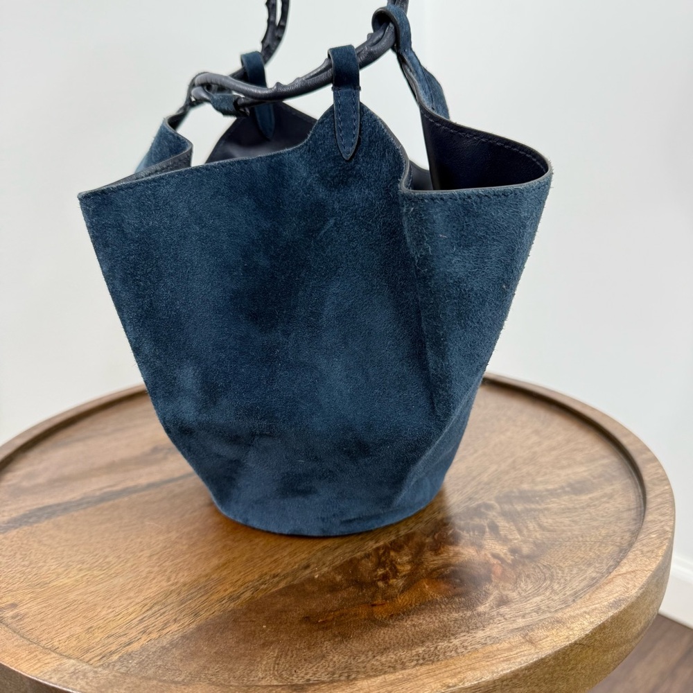 KHAITE The Mini Lotus Drawstring Bag in Midnight Suede - Picture 9 of 16